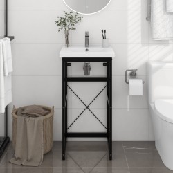 vidaXL Badezimmer Waschtischgestell Schwarz 40x38x83 cm Eisen