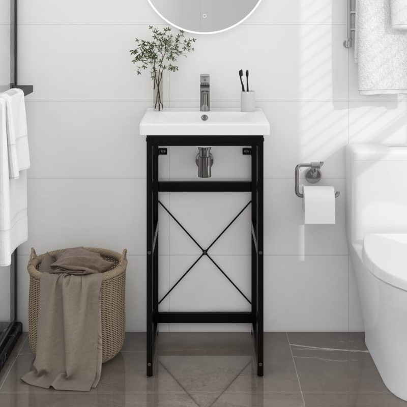vidaXL Badezimmer Waschtischgestell Schwarz 40x38x83 cm Eisen vidaXL Badezimmer Waschtischgestell Schwarz 40x38x83 cm Eisen