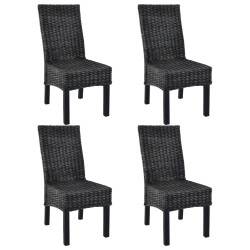 vidaXL Esszimmerstühle 4 Stk. Schwarz Kubu Rattan und Mangoholz 