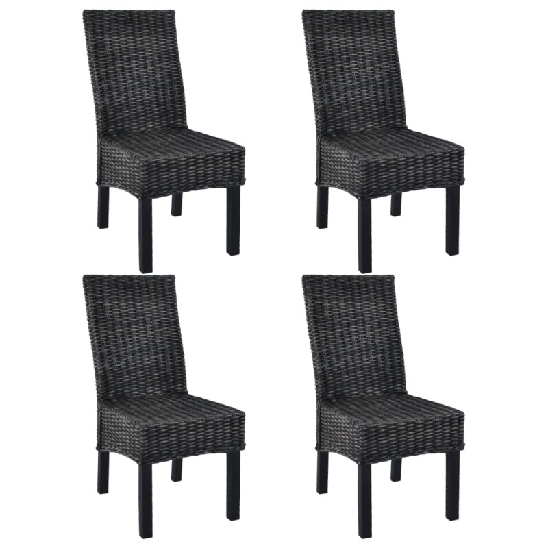 vidaXL Esszimmerstühle 4 Stk. Schwarz Kubu Rattan und Mangoholz vidaXL Esszimmerstühle 4 Stk. Schwarz Kubu Rattan und Mangoholz