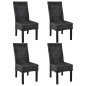 vidaXL Esszimmerstühle 4 Stk. Schwarz Kubu Rattan und Mangoholz vidaXL Esszimmerstühle 4 Stk. Schwarz Kubu Rattan und Mangoholz