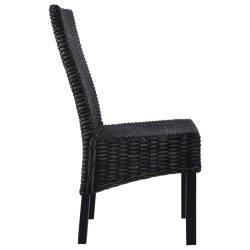 vidaXL Esszimmerstühle 4 Stk. Schwarz Kubu Rattan und Mangoholz 