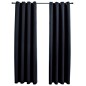 vidaXL Verdunkelungsvorhänge mit Metallösen 2 Stk. Schwarz 140x175 cm vidaXL Verdunkelungsvorhänge mit Metallösen 2 Stk. Schwarz 140x175 cm