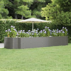 vidaXL Hochbeet Grau 447x140x68 cm Pulverbeschichteter Stahl