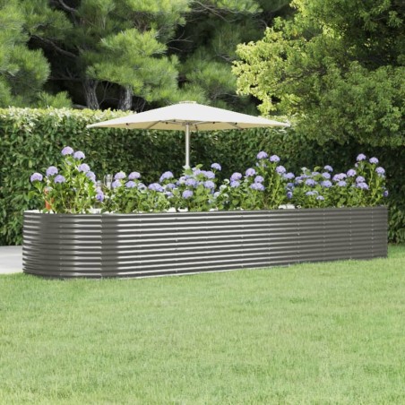 vidaXL Hochbeet Grau 447x140x68 cm Pulverbeschichteter Stahl