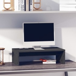 vidaXL Monitorständer Grau 50x27x15 cm Massivholz Kiefer