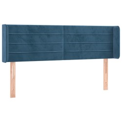 vidaXL Kopfteil mit Ohren Dunkelblau 147x16x78/88 cm Samt