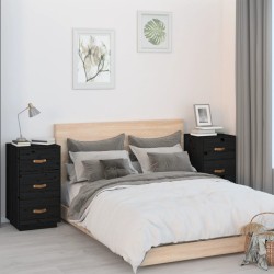 vidaXL Nachttische 2 Stk. Schwarz 40x40x75 cm Massivholz Kiefer