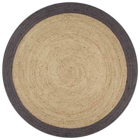 vidaXL Teppich Handgefertigt Jute mit Dunkelgrauem Rand 150 cm