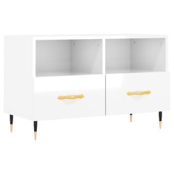 vidaXL TV-Schrank Hochglanz-Weiß 80x36x50 cm Holzwerkstoff
