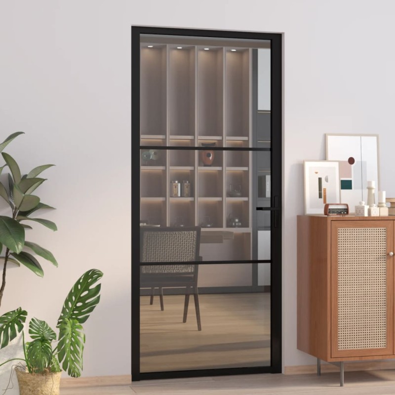 vidaXL Innentür 93x201,5 cm Schwarz ESG-Glas und Aluminium vidaXL Innentür 93x201,5 cm Schwarz ESG-Glas und Aluminium