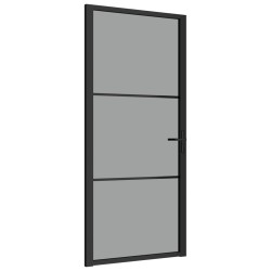 vidaXL Innentür 93x201,5 cm Schwarz ESG-Glas und Aluminium