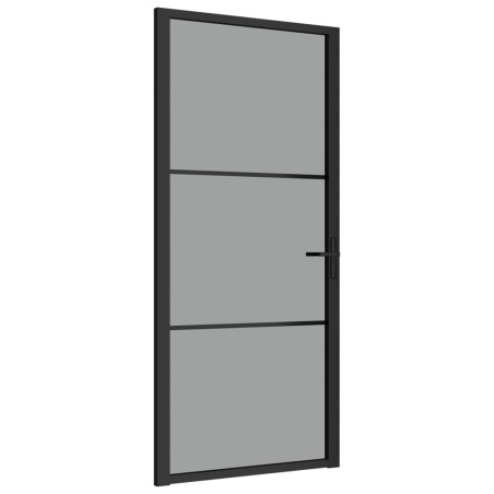 vidaXL Innentür 93x201,5 cm Schwarz ESG-Glas und Aluminium