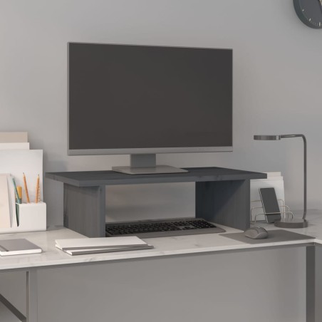 vidaXL Monitorständer Grau 50x27x15 cm Massivholz Kiefer
