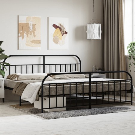 vidaXL Bettgestell mit Kopf- und Fußteil Metall Schwarz 200x200 cm