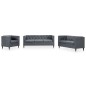 Chesterfield Sofa-Set 3-tlg. Stoffpolsterung Grau Chesterfield Sofa-Set 3-tlg. Stoffpolsterung Grau