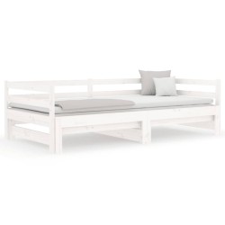 vidaXL Ausziehbares Tagesbett ohne Matratze Weiß 90x190 cm
