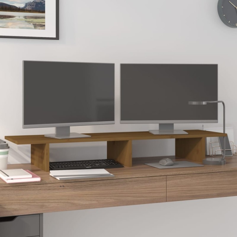 vidaXL Monitorständer Honigbraun 100x27x15 cm Massivholz Kiefer vidaXL Monitorständer Honigbraun 100x27x15 cm Massivholz Kiefer