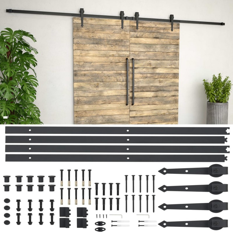 Schiebetür-Beschlagsatz 2x183 cm Stahl Schwarz Schiebetür-Beschlagsatz 2x183 cm Stahl Schwarz