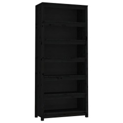 vidaXL Bücherregal Schwarz 80x35x183 cm Massivholz Kiefer