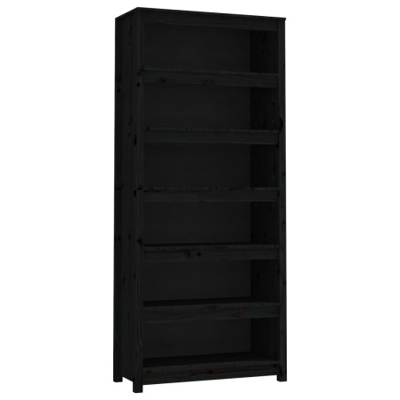 vidaXL Bücherregal Schwarz 80x35x183 cm Massivholz Kiefer