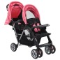 vidaXL Tandem-Kinderwagen Stahl Rosa und Schwarz vidaXL Tandem-Kinderwagen Stahl Rosa und Schwarz