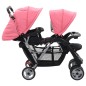vidaXL Tandem-Kinderwagen Stahl Rosa und Schwarz vidaXL Tandem-Kinderwagen Stahl Rosa und Schwarz