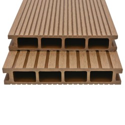WPC Hohlkammer Terrassendielen mit Zubehör 26 m² 2,2 m Teak