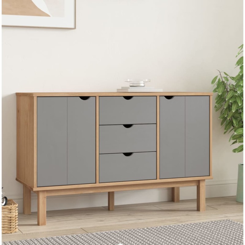 vidaXL Sideboard OTTA Braun&Grau 113,5x43x73 cm Massivholz Kiefer vidaXL Sideboard OTTA Braun&Grau 113,5x43x73 cm Massivholz Kiefer