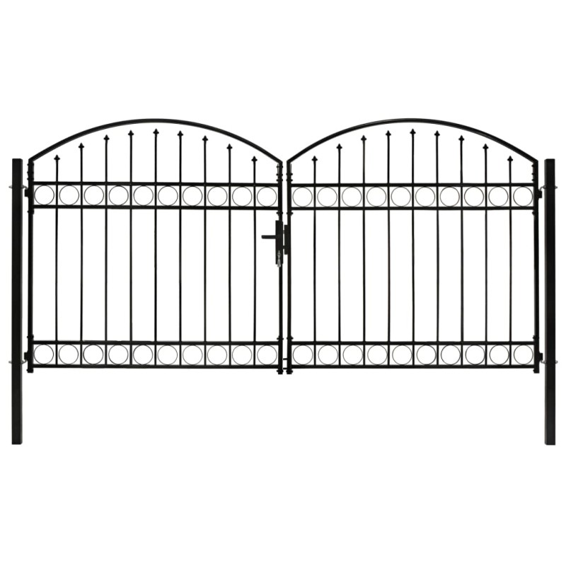 vidaXL Zauntor Doppelflügel Gewölbte Spitze Stahl 300 x 125 cm Schwarz vidaXL Zauntor Doppelflügel Gewölbte Spitze Stahl 300 x 125 cm Schwarz