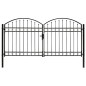 vidaXL Zauntor Doppelflügel Gewölbte Spitze Stahl 300 x 125 cm Schwarz vidaXL Zauntor Doppelflügel Gewölbte Spitze Stahl 300 x 125 cm Schwarz