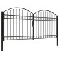 vidaXL Zauntor Doppelflügel Gewölbte Spitze Stahl 300 x 125 cm Schwarz vidaXL Zauntor Doppelflügel Gewölbte Spitze Stahl 300 x 125 cm Schwarz