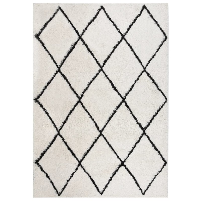 vidaXL Teppich Shaggy Hochflor Schwarz und Creme 120x170 cm vidaXL Teppich Shaggy Hochflor Schwarz und Creme 120x170 cm