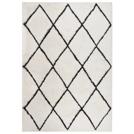 vidaXL Teppich Shaggy Hochflor Schwarz und Creme 120x170 cm