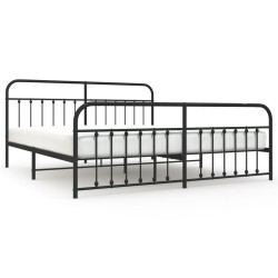 vidaXL Bettgestell mit Kopf- und Fußteil Metall Schwarz 200x200 cm