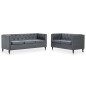 Chesterfield Sofa-Set 2-tlg. Stoffpolsterung Grau Chesterfield Sofa-Set 2-tlg. Stoffpolsterung Grau