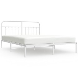 vidaXL Bettgestell mit Kopfteil Metall Weiß 160x200 cm