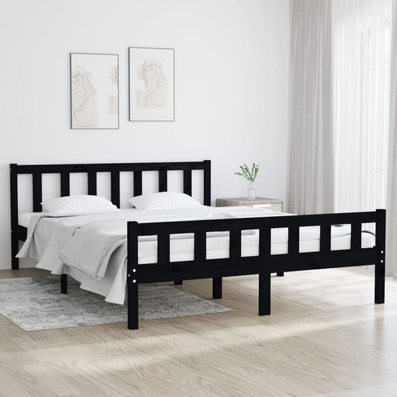 vidaXL Massivholzbett Schwarz 120x200 cm vidaXL Massivholzbett Schwarz 120x200 cm