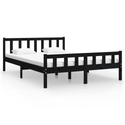 vidaXL Massivholzbett Schwarz 120x200 cm