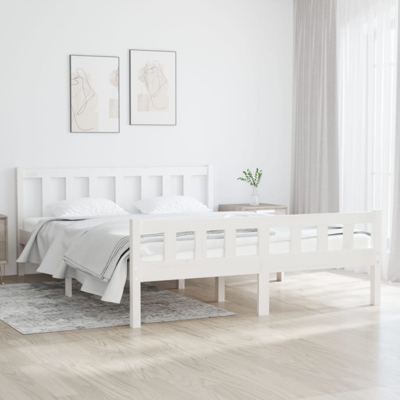 vidaXL Massivholzbett Weiß 135x190 cm vidaXL Massivholzbett Weiß 135x190 cm