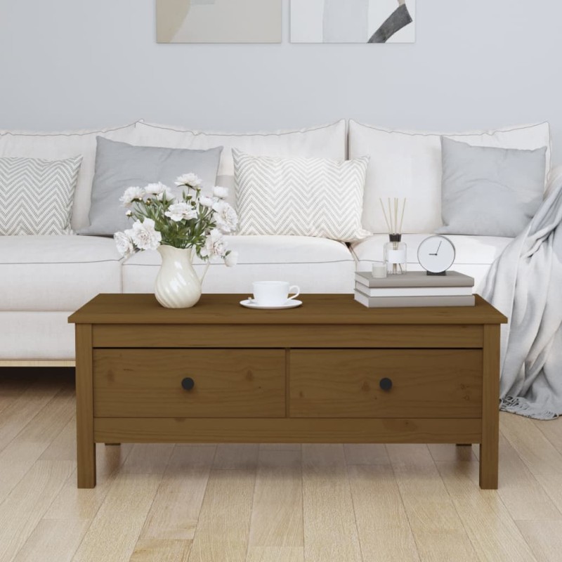 vidaXL Couchtisch Honigbraun 100x50x40 cm Massivholz Kiefer vidaXL Couchtisch Honigbraun 100x50x40 cm Massivholz Kiefer