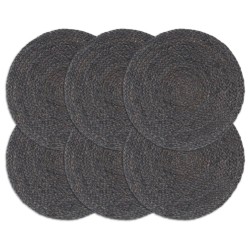 vidaXL Tischsets 6 Stk. Uni Dunkelgrau 38 cm Rund Jute