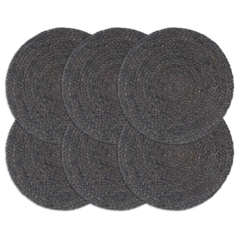 vidaXL Tischsets 6 Stk. Uni Dunkelgrau 38 cm Rund Jute vidaXL Tischsets 6 Stk. Uni Dunkelgrau 38 cm Rund Jute