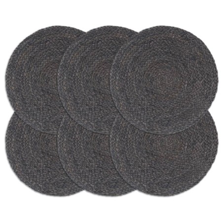 vidaXL Tischsets 6 Stk. Uni Dunkelgrau 38 cm Rund Jute