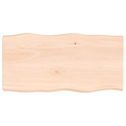 vidaXL Tischplatte 100x50x6 cm Massivholz Eiche Unbehandelt Baumkante