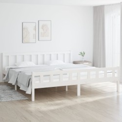 vidaXL Massivholzbett Weiß 200x200 cm