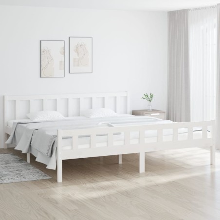 vidaXL Massivholzbett Weiß 200x200 cm