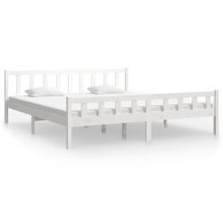 vidaXL Massivholzbett Weiß 200x200 cm