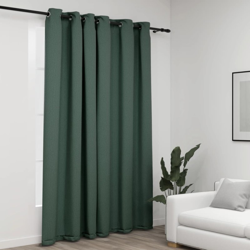 vidaXL Verdunkelungsvorhang mit Ösen Leinenoptik Grün 290x245 cm vidaXL Verdunkelungsvorhang mit Ösen Leinenoptik Grün 290x245 cm