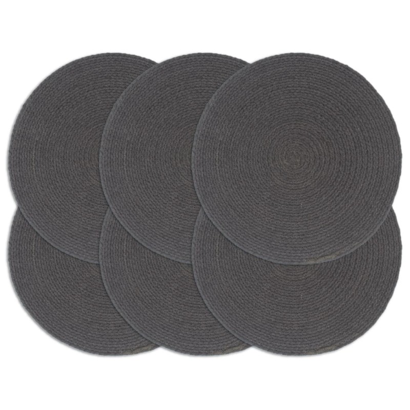 vidaXL Tischsets 6 Stk. Uni Dunkelgrau 38 cm Rund Baumwolle vidaXL Tischsets 6 Stk. Uni Dunkelgrau 38 cm Rund Baumwolle